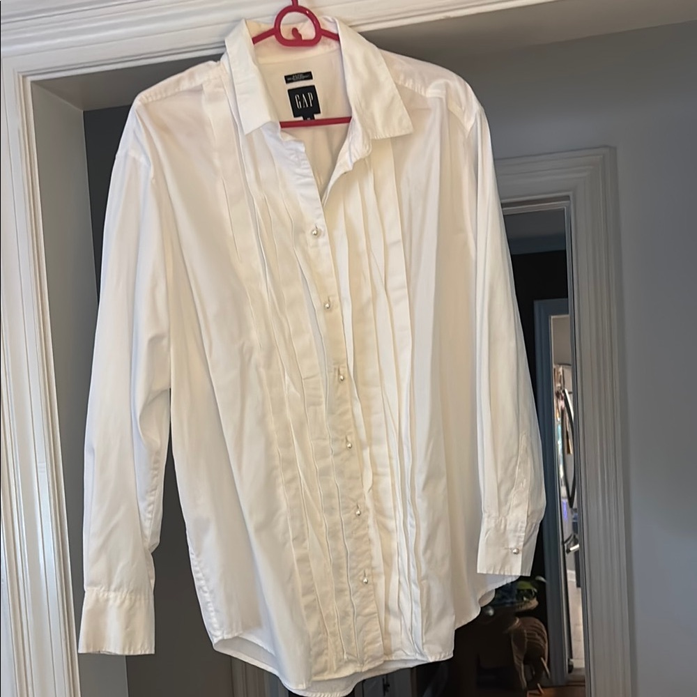 GAP White Dress Shirt with Pintuck Details